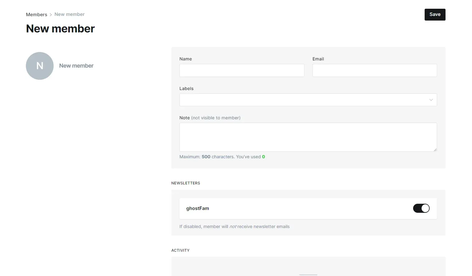Add yourself as a Member in the Ghost Admin > Member Tab