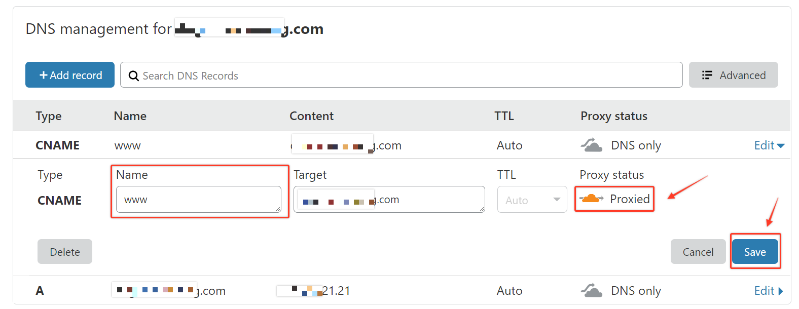 Bật Cloudflare Proxy