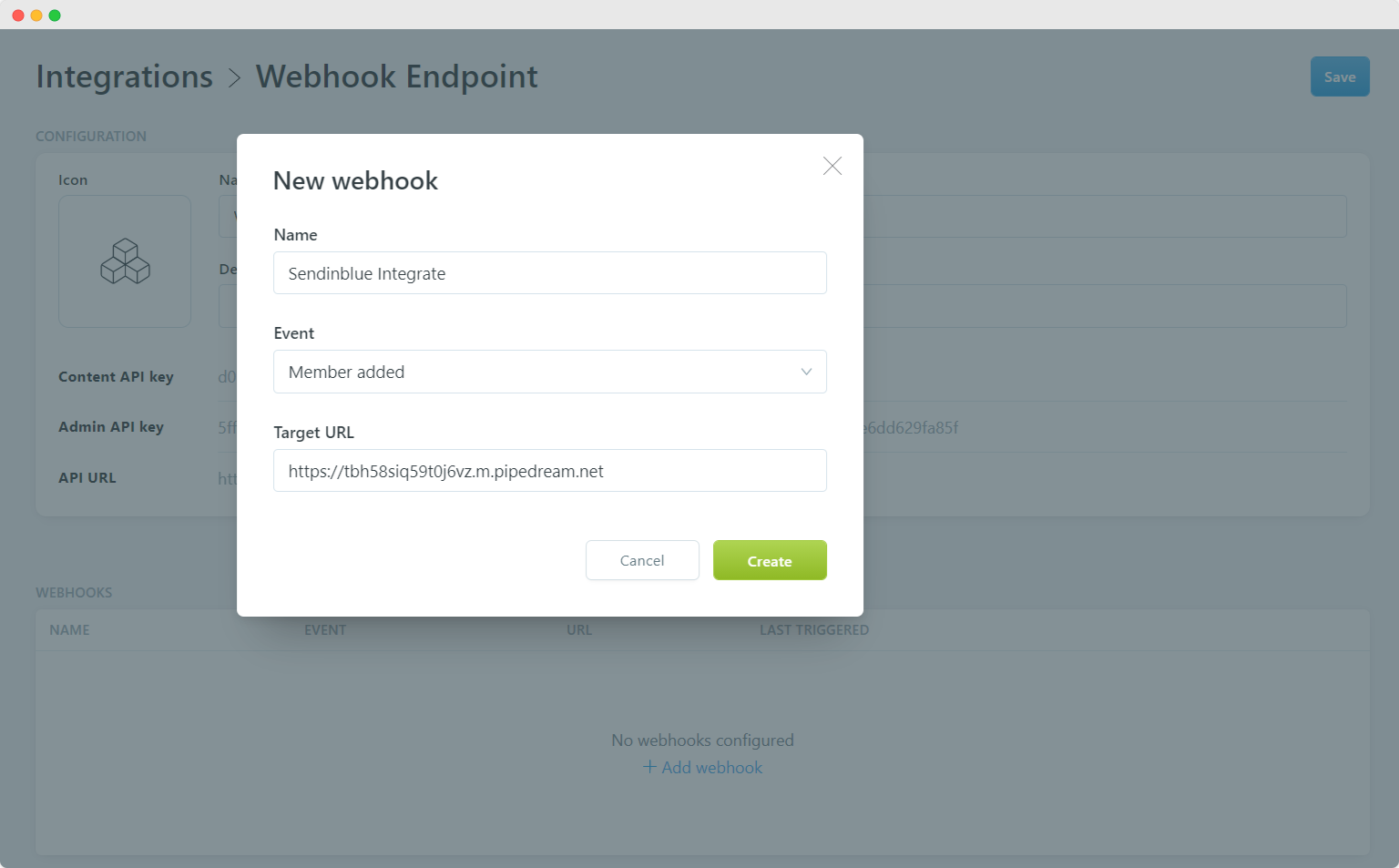 Custom Integration trong ghost Admin