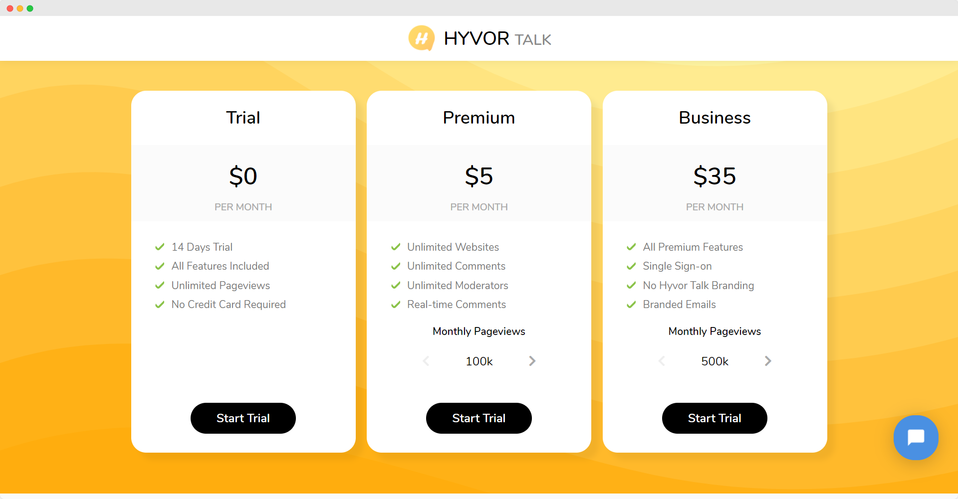 Bảng giá Hyvor Talk