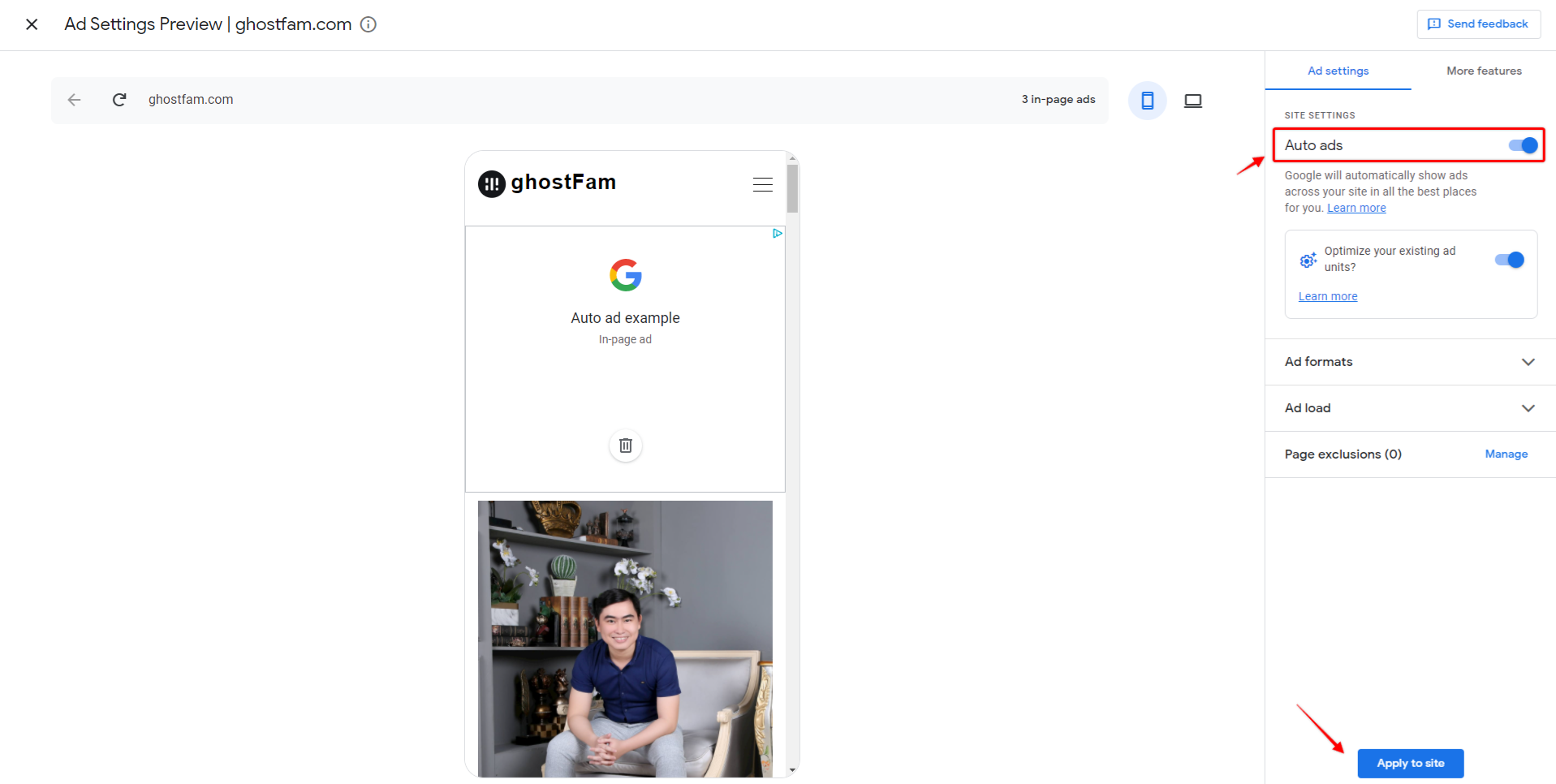 Cài đặt chế độ chèn quảng cáo tự động trong Google Adsense