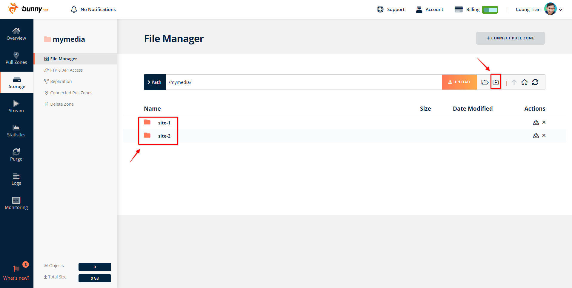 Bước #3: Tạo Folder để sắp xếp ảnh cho site nào của bạn