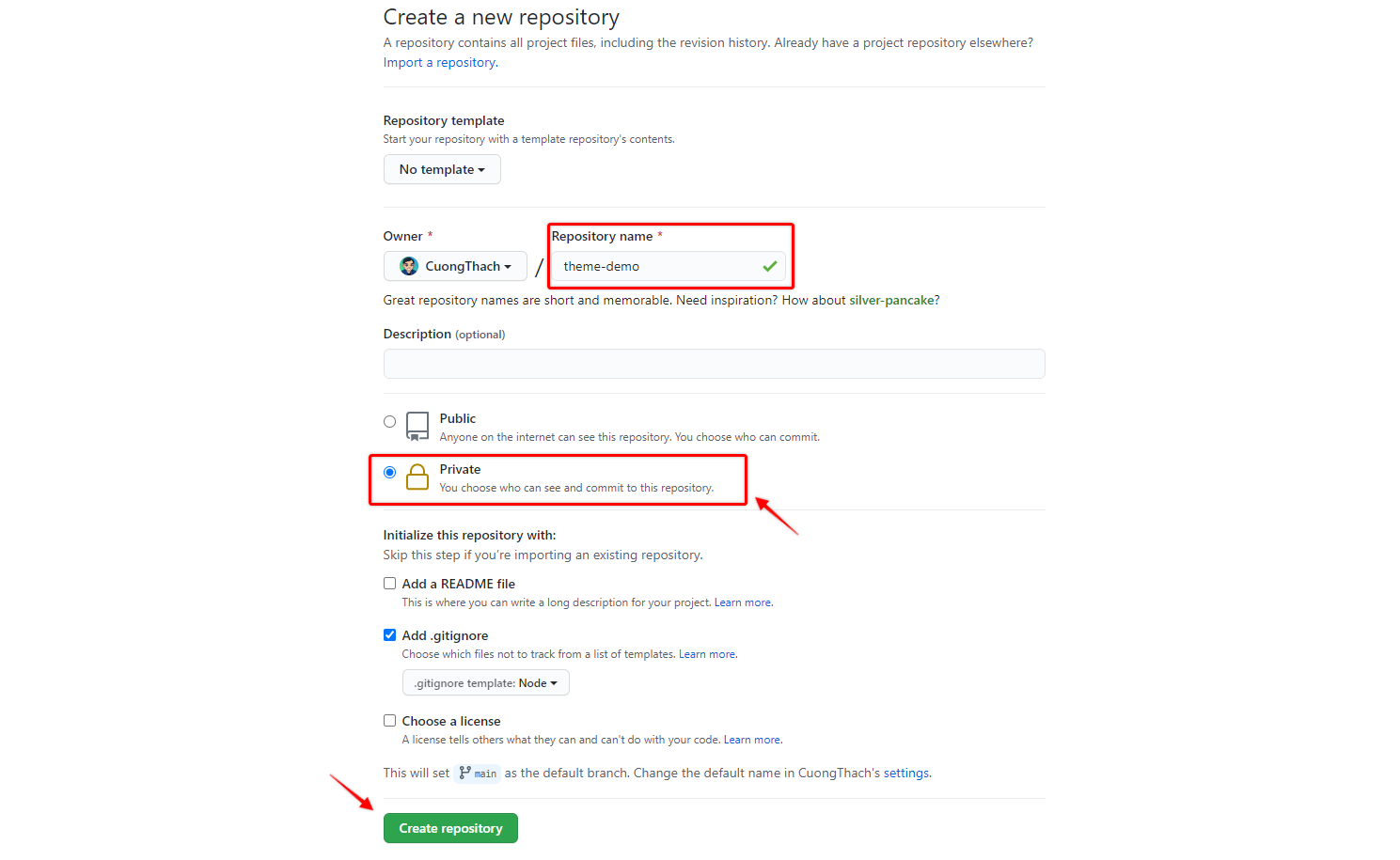 Tạo Github Private Repository