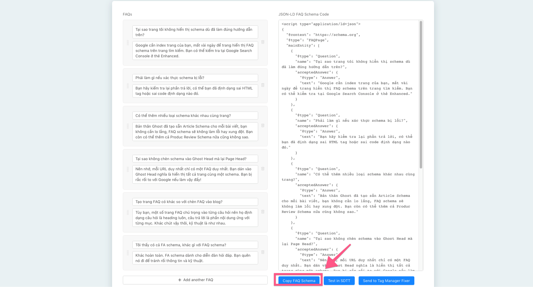 Tạo schema bằng công cụ SON-LD Schema Generator