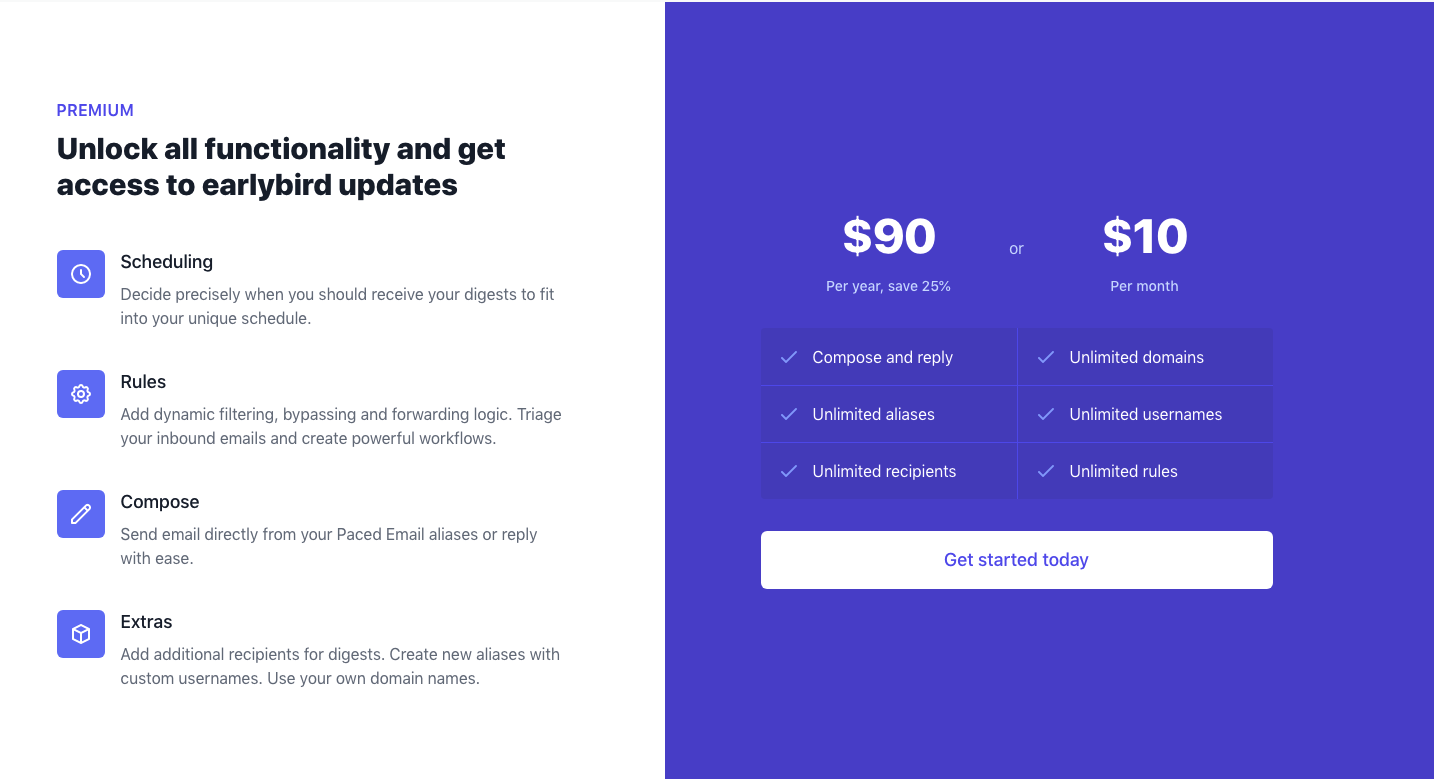 Bảng giá Paced Email