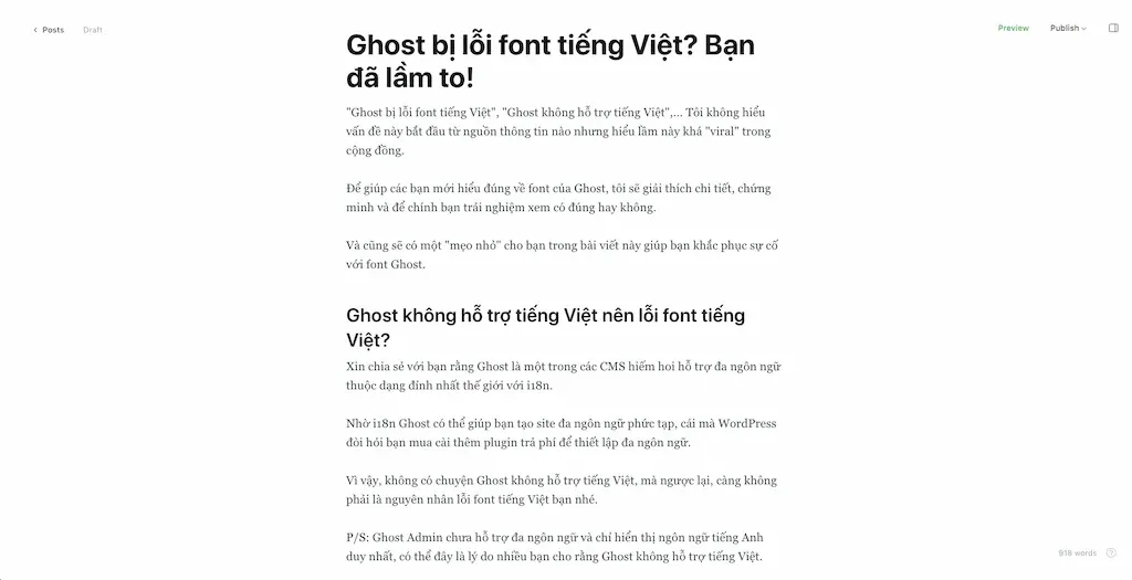 Ghost Editor hiển thị "đúng" khi dùng Chrome trên Mac
