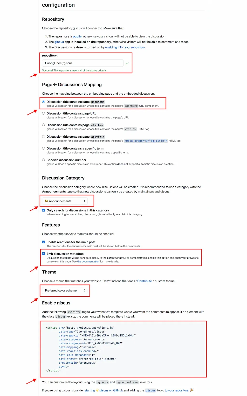 Chú ý Username và Repo của bạn