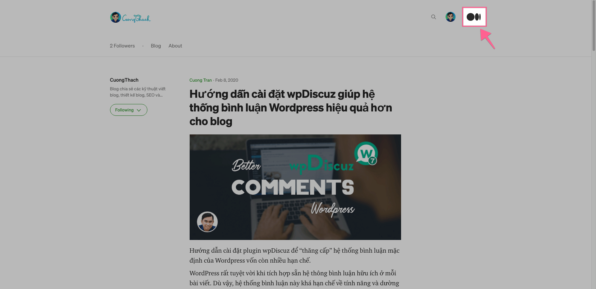 Logo Medium trên Blog của bạn