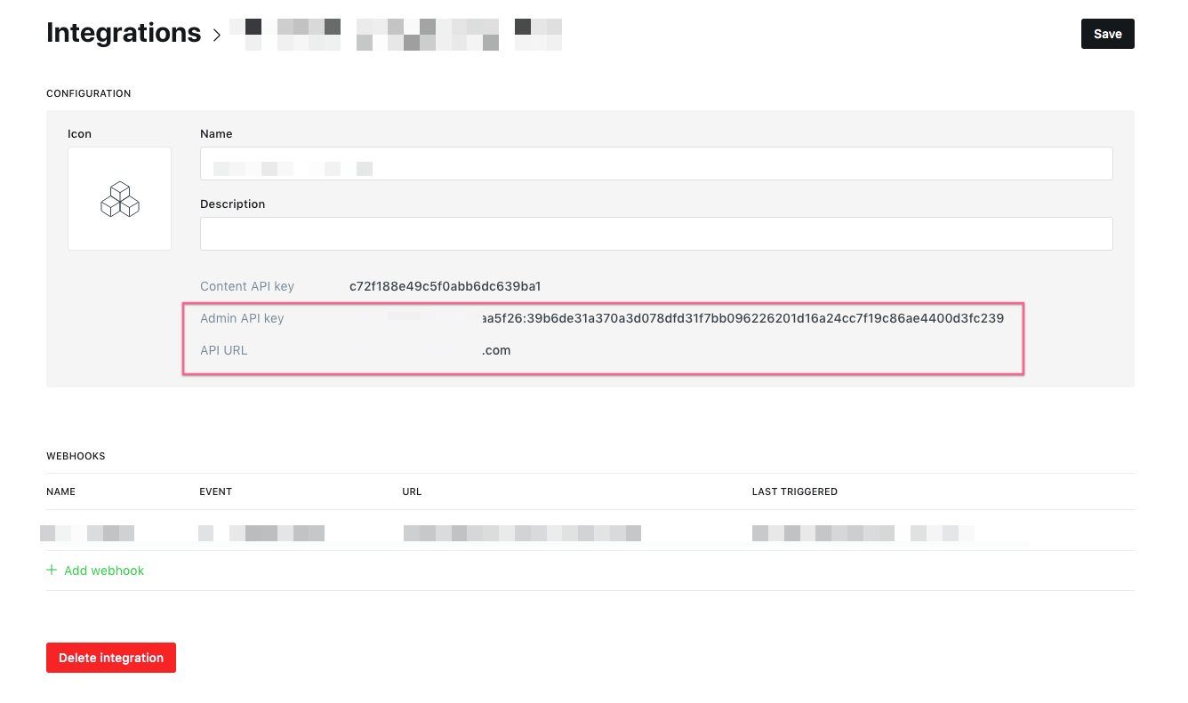 Lấy Ghost Admin API Key trong Ghost Dashboard